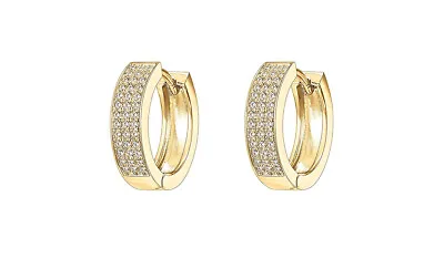 14k Gold Silver Black Small Lab Diamond Huggie Women Men HOOP EARRINGS • $8.99