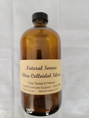 (2) Ultra Colloidal Silver 1000 PPM - 16 Oz Glass Bottles • $54.86