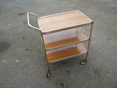 Cute Retro Vintage Gold Trimmed 1960s Cocktail Drinks Tea Hostess Trolley • £55