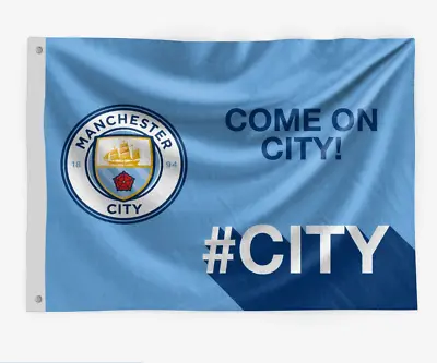 Manchester City Coloured Official  Crested Come On City Flag • £23.99