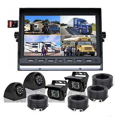 9  DVR Quad Monitor 4x 4CH Reversing Side View Recording AHD Camera RV Truck Bus • $318.89