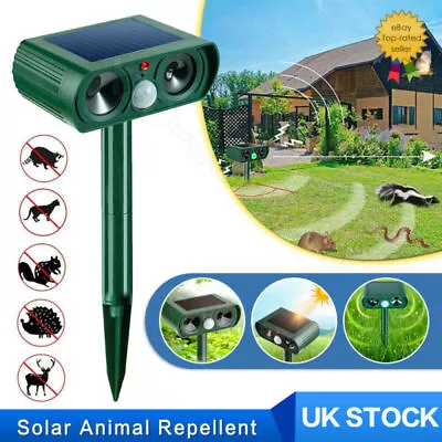 1/2 Ultrasonic Solar Cat Dog Repellent Fox Pest Scarer Deterrent Repeller Garden • £10.49