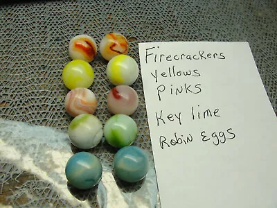 Heaton  Firecrackers  Yellows  Pinks Key Lime  Pies  Robin Eggs   2 Marbles Each • $27.95