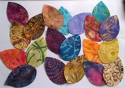 Batik Leaves Fabric Scraps Pack Remnants Patchwork Bundles 100% Cotton - Set 2 • £2.99