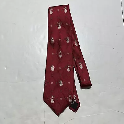 Christmas Men’s Silk Necktie Holiday Tie Snowmen All Over Art Vintage JC Penney • $8