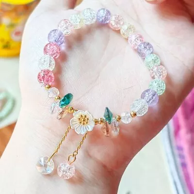 Fashion Crystal Daisy Flower Bracelet Women Girl Bangle Jewelry Birthday Gift • £2.94