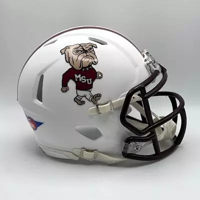 Mississippi State Bulldogs CUSTOM Matte White Bulldog Mini Football Helmet • $65