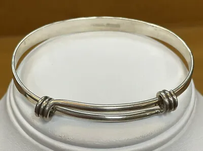 Vintage ED LEVIN Sterling Silver 925 Hammered SLIDE BANGLE Bracelet 6.5  • $195