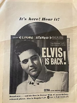 Elvis Presley Elvis Is Back Full Page Vintage Promotional Ad • $3.99