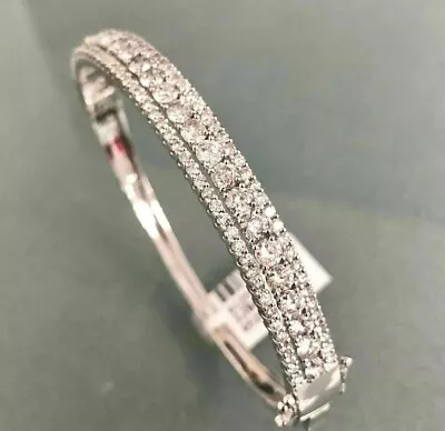 5CT Round Cut Diamond Lab Created Women's Bangle Bracelet 14K White Gold Plated • $158.99