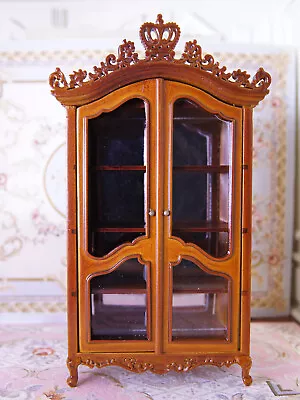 Miniature Dollhouse Royal Crown Delicate Carved Mahogany Cabinet 1:12 Scale • $59.99