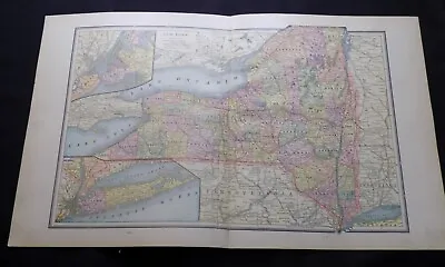 1890 Map  / NEW YORK B/w ADIRONDACK And WHITE MOUNTAINS B/w MANHATTAN • $24.99