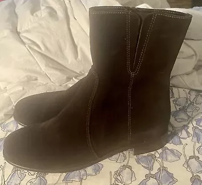 LA CANADIENNE WOMEN'S BROWN SUEDE SIDE ZIP ANKLE BOOTS SIZE 8.5M Worn Twice • $105