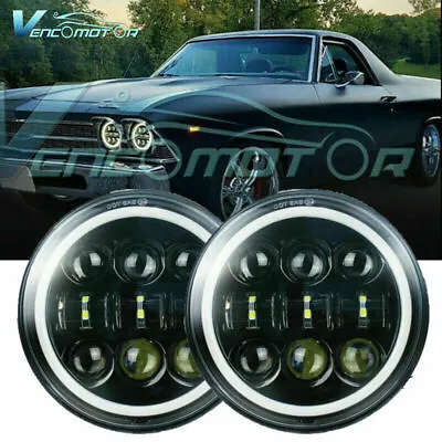 Pair 5 3/4  5.75  LED Beam Halo Ring Lamp Bulbs Projector Headlights Sealed • $53.32