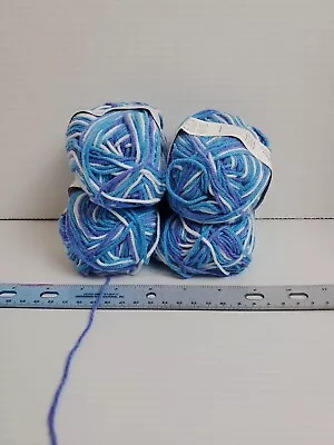Lot Of 4 Skeins Variegated Milk Cotton DK Yarn. Blue Purple & White 1.76oz • $14.99