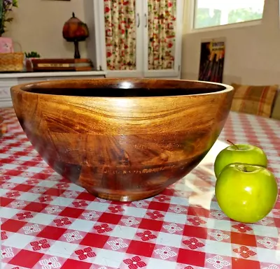 Large 12” Diameter Threshold Mango Wood Bowl India • $22