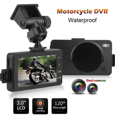 Motorcycle Dash Dual Lens Recording Camera 3  LCD Screen 120Degree Angle Driving • £41.87