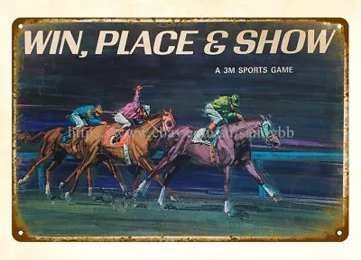 1966 Win Place & Show Horse Racing Sports Game Metal Tin Sign Commemorative • £18.20