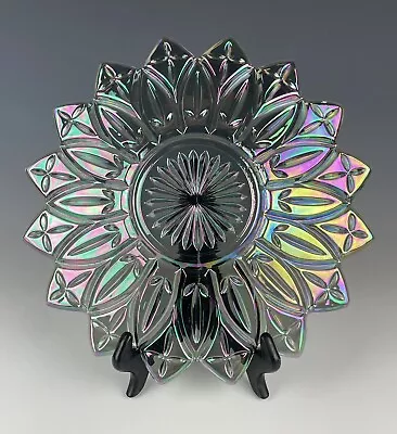 Vintage Federal Iridescent Carnival Glass Petal 11  Plate Excellent • $17.95