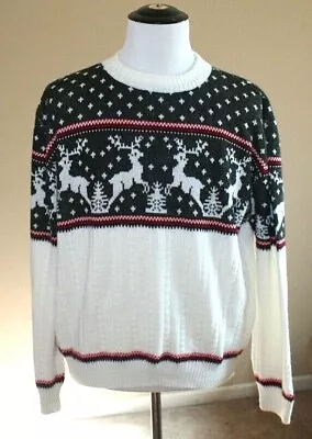 $49.99 • Buy Vintage Sweater Christmas Mens Size Knit Pullover Men's XL Acrylic Reindeer Vtg