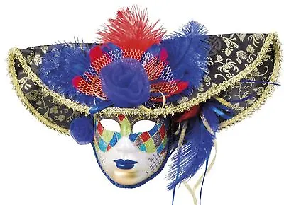 Jester Deluxe Masquerade Ball Face Mask Venetian Fancy Dress Costume Accessory • £20.99
