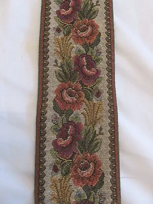 £12.99 • Buy Pretty Long Victorian Style Bell Pull Tapestry Of Inter Twined Pink Roses -hook