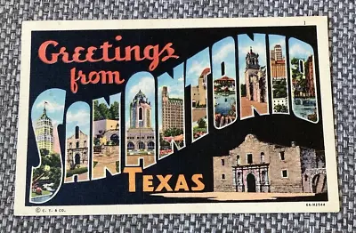 Vintage Greetings From San Antonio Texas Large Letter Postcard! • $3