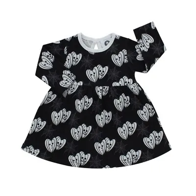 METAL MONSTERS Dress Black Pumpkin Hearts Long Sleeve Baby BNWT 12 - 18 Months • £10