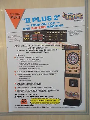 Merit Pub Time II Plus 2 Dart Game Flyer Original Magazine Pull Out Ad • $10.88