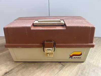 Vintage Plano 6303 Fishing Tackle Box Brown - LOADED Baits Lures Line Bobbers • $39.83