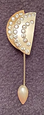 Vintage ART DECO HALF-MOON CELLULOID RHINESTONE STICK/HAT PIN-Double Ended • $19.99
