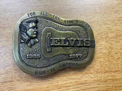 Vintage Elvis Presley Guitar Memorial Solid Brass Belt Buckle • $30