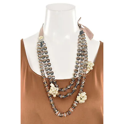 New St. JOHN KNITS $295 Copper Crystal Multi-Strand Necklace Designer Jewelry • $149.99