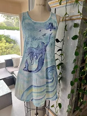 Kai Wahine DesignsHawaiian Dress Mermaid Burnout Tank Pockets Aloha Hawaii S • $25