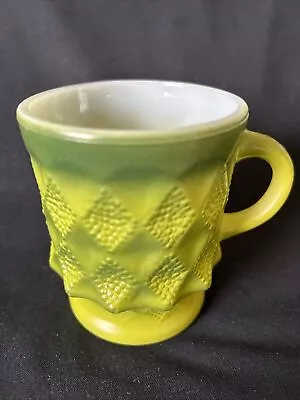 Vintage Fire King Kimberly Green Mug Diamond Pattern Anchor Hocking Coffee Cup • $9.99