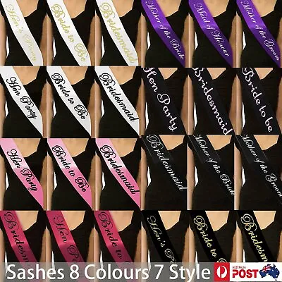 19Colour Sashes Hens Night Party Text Sash Bridal Bride To Be Bridesmaid Wedding • $10.07