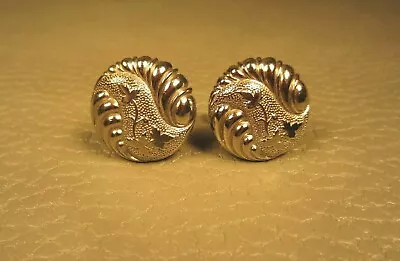 Mid Century Modern Floral And Scrolls White Gold Plated Cuff Links (Silver Tone) • $19.75