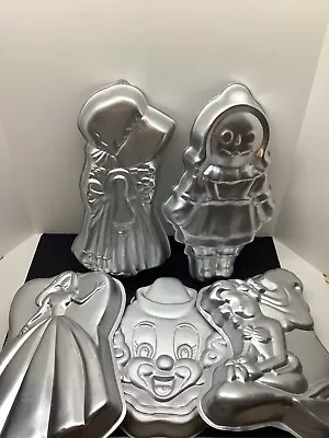 Lot Of 5 Wilton Cake Pans Bonnet Girl Doll Clown Mermaid Princess  • $29.99