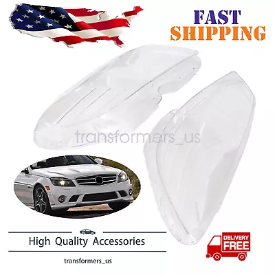 Pair Headlight Lens Cover For Mercedes Benz C-Class W204 2008 2009 2010-2011 New • $49.99