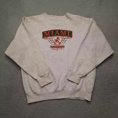 VINTAGE Miami Hurricanes Sweatshirt Mens XL Crew Neck Sebastian The Ibis 90s • $36.95