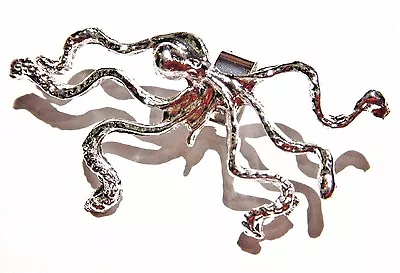 SINGLE SILVER OCTOPUS EAR CUFF Earring Clamp-on Wrap Cthulhu Kraken Squid 3W • $3.99