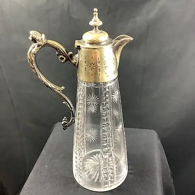 Antique Mappin & Webb Silver Plate & Cut Glass Pitcher • $75