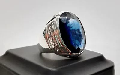 Natural Men's Sapphire Ring Real Blue Sapphire Sterling Silver 925 Handmade Ring • $199