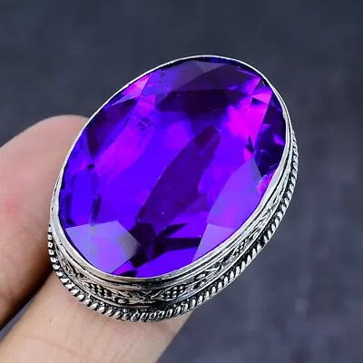 Natural Pink Amethyst Gemstone Handmade 925 Steling Silver Ring Size 7.5 Gift S0 • $9.99