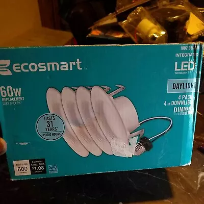 EcoSmart 4  White Dimmable LED Recessed Trim Day Light 4-Pack 60w 600 Lumens • $7.99