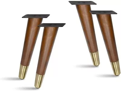 4 Pcs 8  Slant Wood Furniture Legs Sofa Legs Bench Table With Metal Footings • $21.99