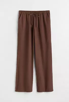 H&M Brown Linen Wide Trousers • £10