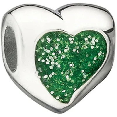 Authentic NEW Miss Chamilia Green Glitter Heart Bead 2050-0470  RETIRED & RARE • $19.95