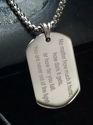 Mens Personalised Silver Stainless Steel Engraved ID Dog Tag Necklace • £24.99