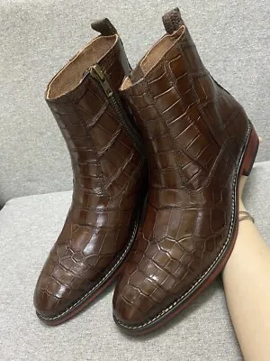 Brown Genuine Crocodile Alligator Leather Skin Boots LV Boots For Men Size 10 US • $520